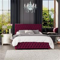 LLB Seren Velvet Double Ottoman Bedframe - Berry