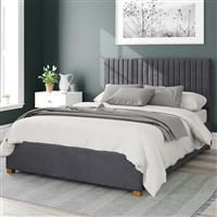 Aspire Grant Velvet Kingsize Ottoman Bedframe - Steel