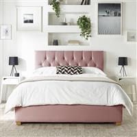 CL Boutique Velvet Kingsize Ottoman Bedframe - Blush