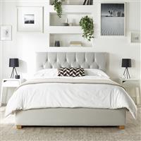 CL Boutique Velvet Double Ottoman Bedframe - Light Silver
