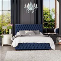LLB Seren Velvet Double Ottoman Bedframe - Navy