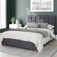 Aspire Hepburn Velvet Double Ottoman Bedframe - Steel