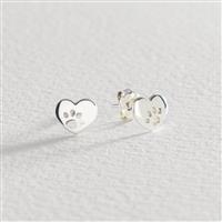 Revere Sterling Silver Heart Cut Out Paw Stud Earrings