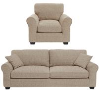 Habitat Lisbon Fabric Chair & 4 Seater Sofa - Stone