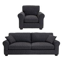 Habitat Lisbon Fabric Chair & 4 Seater Sofa - Charcoal