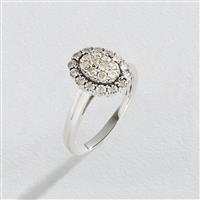 Revere 9ct White Gold 0.25ct Diamond Oval Halo Ring - Q