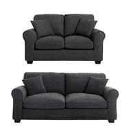 Argos Home Lisbon Fabric 2 Seater & 3 Seater Sofa - Charcoal