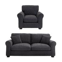 Argos Home Lisbon Fabric Chair & 3 Seater Sofa - Charcoal