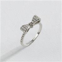 Revere Rhodium Plated Silver Cubic Zirconia Bow Ring - O