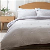 Argos Home Embroidery Star Fleece Grey Bedding Set-Superking