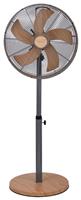 Habitat Grey & Wooden Pedestal Fan - 16 Inch