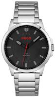 HUGO Men's Black Dial Silver Stainless Steel Bracelet Watch