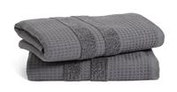 Habitat Organic Cotton Waffle 2 Pack Hand Towel - Charcoal