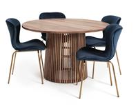 Habitat Jericho Natural Dining Table & 4 Navy Chairs