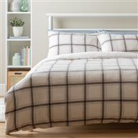 Argos Home Checked Grid Fleece Cream Bedding Set - King size