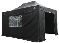 All Seasons 3mx4.5m Pop Up Garden Gazebo & Side Panels-Black