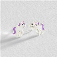 Revere Kid's Sterling Silver Enamel Unicorn Stud Earrings