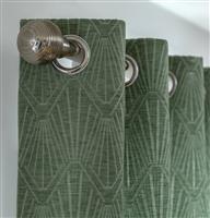 Habitat Geo Jacquard Thermal Eyelet Curtains - Green