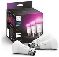 Philips Hue B22 Colour Smart LED Wi-Fi Bulb - 3 Pack