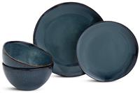 Habitat 12 Piece Reactive Stoneware Dinner Set - Navy