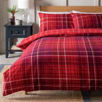 Habitat Christmas Brushed Cotton Red Check Bedding Set - Sin