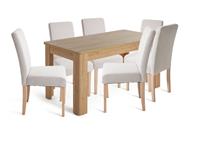 Argos Home Miami Oak Curve Dining Table & 6 Cream Chairs