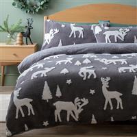 Argos Home Tufted Stag Fleece Grey Bedding Set - Single