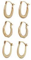 Revere 9ct Gold Mini Creole Earrings - Set of 3 Pairs
