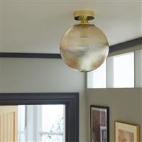 Habitat Ribbed Glass Globe Flush Ceiling Light - Champagne