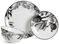 Habitat Monochrome 12 Piece Fine China Dinner set - Grey