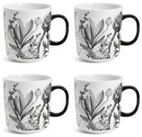 Habitat Monochrome Set of 4 Fine China Mugs - Grey