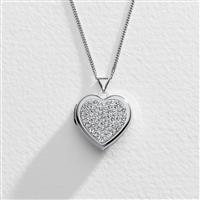 Moon & Back Silver Heart Photo Locket Pendant Necklace
