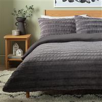 Argos Home Chequered Fur Grey Bedding Set - Single