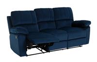Toby Velvet 3 Seater Recliner Sofa in a Box- Navy