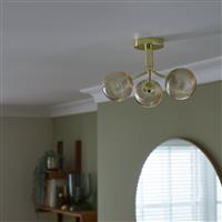 Habitat Edie Glass 3 Light Flush Ceiling Light - Champagne