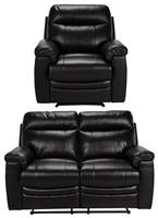 Argos Home Paolo Chair & 2 Seater Manual Recline Sofa -Black