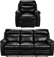 Argos Home Paolo Chair & 3 Seater Manual Recline Sofa -Black