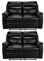 Argos Home Paolo Pair of 2 Seater Manual Recline Sofa -Black