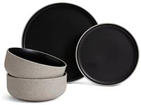 Habitat Raw Edge Speckle 12 Piece Dinner Set - Black