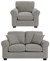 Argos Home Lisbon Fabric Chair & 2 Seater Sofa - Grey
