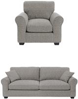 Habitat Lisbon Fabric Chair & 4 Seater Sofa - Grey
