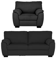 Argos Home Milano Fabric Chair & 3 Seater Sofa - Charcoal