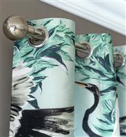 Habitat Crane Print Faux Silk Eyelet Curtain - Multicoloured