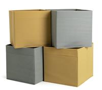 Argos Home Set of 4 Square Plus Boxes - Grey & Yellow