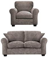 Argos Home Taylor Fabric Chair & 2 Seater Sofa - Mink