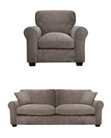 Argos Home Taylor Fabric Chair & 3 Seater Sofa - Mink