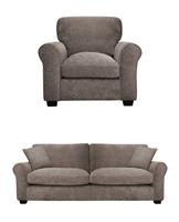 Argos Home Taylor Fabric Chair & 3 Seater Sofa - Mink