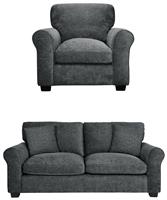 Argos Home Taylor Fabric Chair & 3 Seater Sofa - Grey
