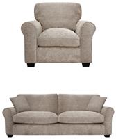 Argos Home Taylor Fabric Chair & 4 Seater Sofa - Mink