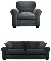 Argos Home Taylor Fabric Chair & 4 Seater Sofa - Grey